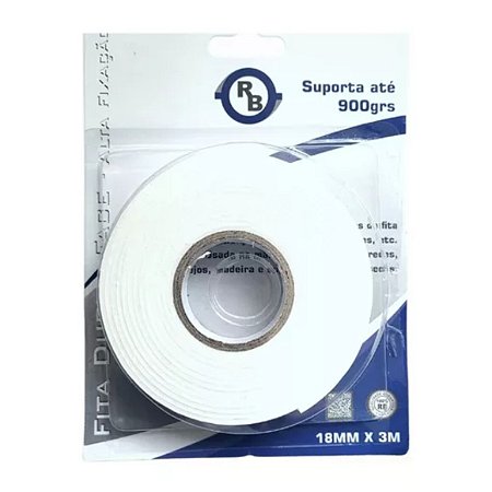 Fita Dupla Face ALTA Fixação 18 MM X 3 M