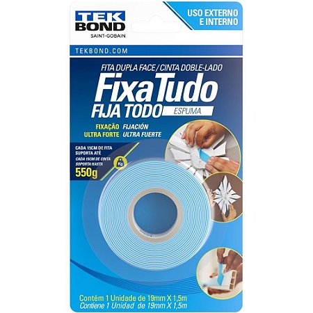 Fita Dupla Face Fixa Tudo Espuma 19MMX1,5M