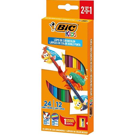Lapis de COR Sextavado BIC Bicolor 12 Lapis 24 Cores