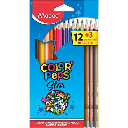 Lapis de COR Triangular Color PEPS 12 CORES+3LAPIS PR