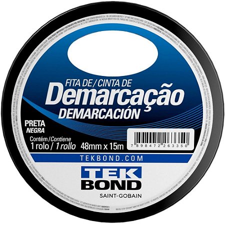 Fita para Demarcacao de Solo PVC Preta 48MMX15M