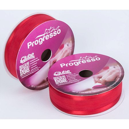 Fita Voal com Cetim 22MM 10M. Vermelho