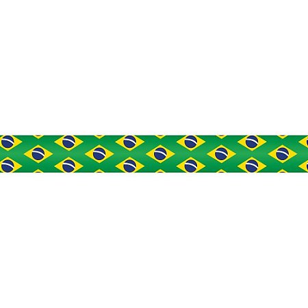 Fita Cetim Copa do Mundo 15MM 10M. Bandeiras Brasil VD