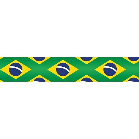 Fita Cetim Copa do Mundo 22MM 10M. Bandeiras Brasil VD