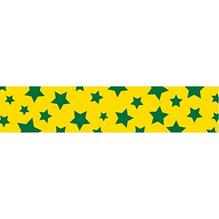 Fita Cetim Copa do Mundo 22MM 10M. Estrelas VERDE/AMAR.