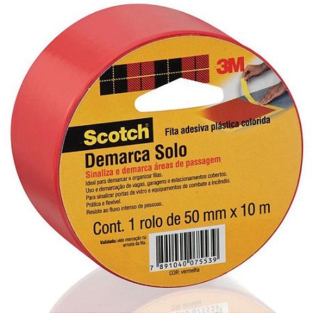 Fita para Demarcacao de Solo PVC Vermelha 50MMX10MTS.