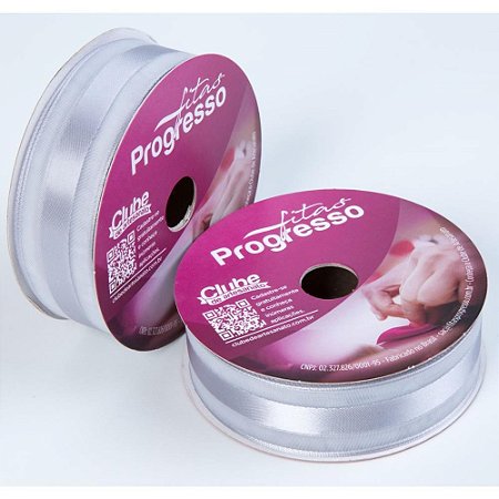 Fita Voal com Cetim 22MM 10M. Prata