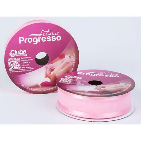 Fita Voal com Cetim 22MM 10M. Rosa Claro