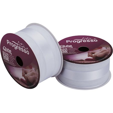 Fita Voal com Cetim 38MM 10M. Branco