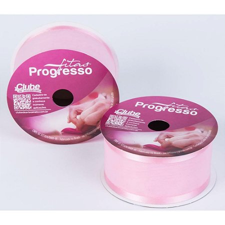 Fita Voal com Cetim 38MM 10M. Rosa Claro