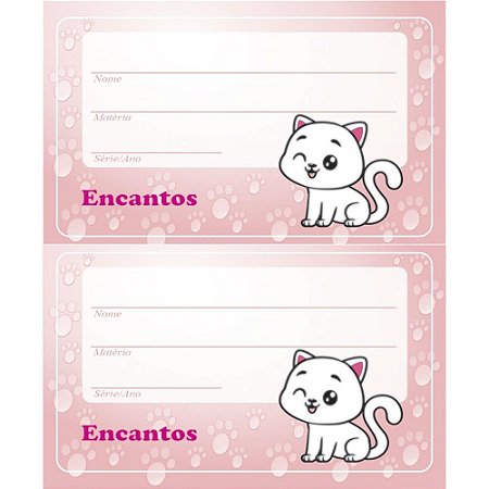 Etiqueta Escolar Decorada Gatinho 50X80MM CT.C/08