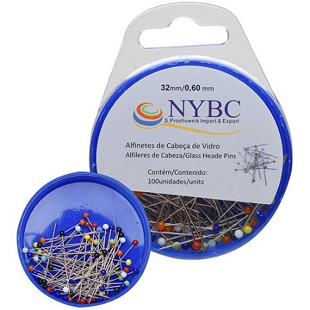 Alfinete Costura Cabeca de Vidro C/100UNID.(S)
