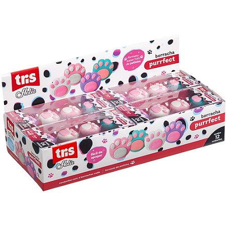 Borracha Decorada TRIS Purrfect 4CORES 12X4UNID DP.C/12