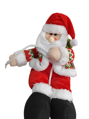 Papai Noel C/ Corda 36CM em Tecido Rio de Ouro
