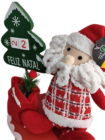 Enfeite Decorativo Papai Noel Pano árvore Calendário Madeira - WINCY