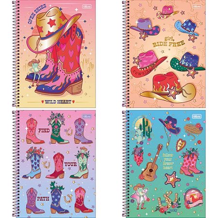 Caderno 10X1 Capa Dura WEST GIRL 160FLS PCT.C/04