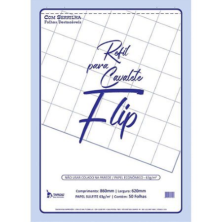 Papel para FLIP-CHART Serrilhado 62X86CM 63G. 50FLS. (7897571971548)