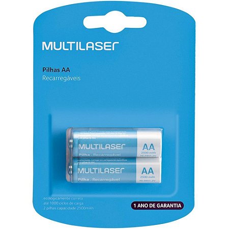 Pilha Recarregavel Pequena AA 2500MAH C/02