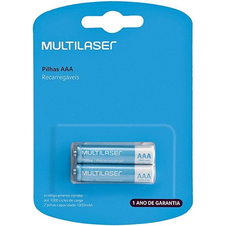 Pilha Recarregavel Palito AAA 1000MAH C/02