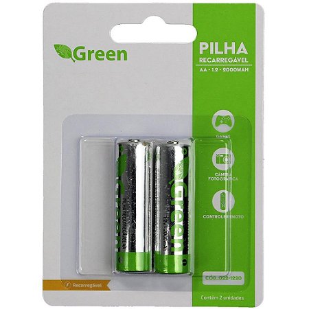 Pilha Recarregavel Palito AA 2000MAH 1.2V Green