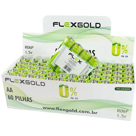 Pilha Zinco Palito AA 1,5V 60PCTX4UNIDADE