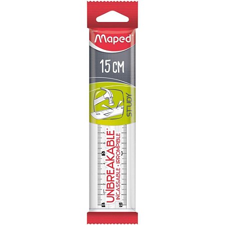 Regua de Poliestireno STUDY Unbreakable Cristal 15CM Blister
