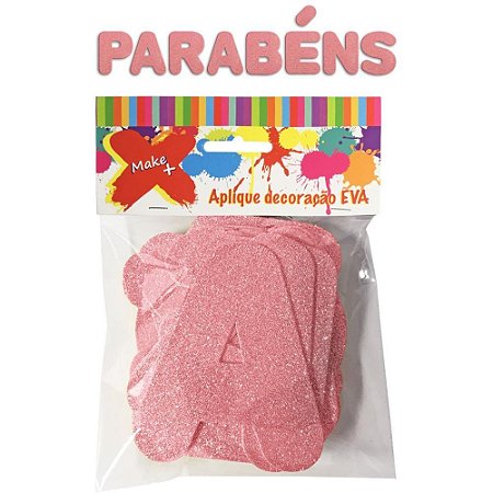 Faixa Decorativa Parabens Gliter Rs.neon 12CM.