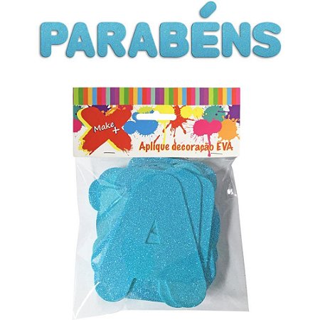 Faixa Decorativa Parabens Gliter Az.neon 12CM.