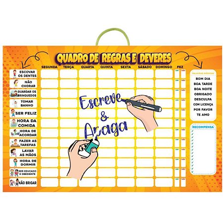 Painel Decorativo Mural Regras e Deveres 30X43CM - Rapertoy