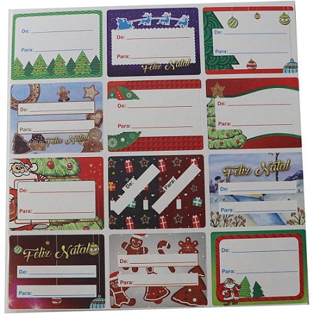 Etiqueta para Presente Natal DE/PARA C/12UNID. Cartela