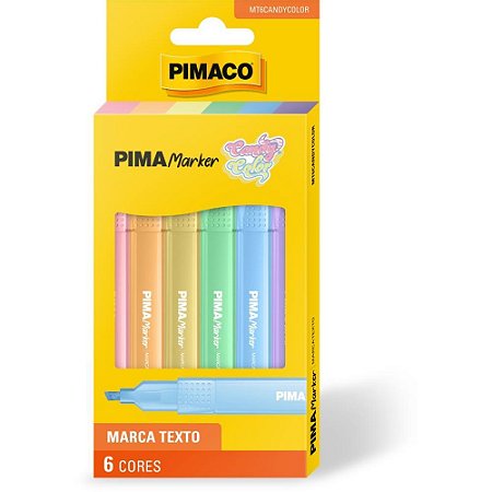 Caneta Marca Texto Pimamarker Pastel 6 COR. BLIST Blister