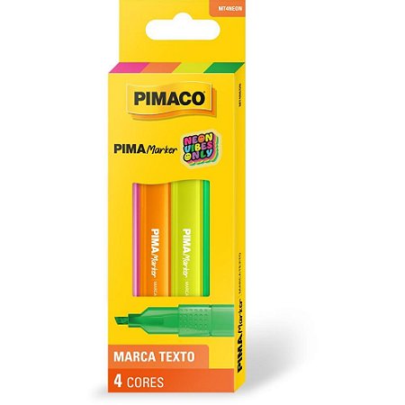 Caneta Marca Texto Pimamarker Neon 4 COR. Blister Blister