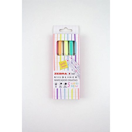 Caneta Marca Texto Mildliner 5 Cores Neon Estojo