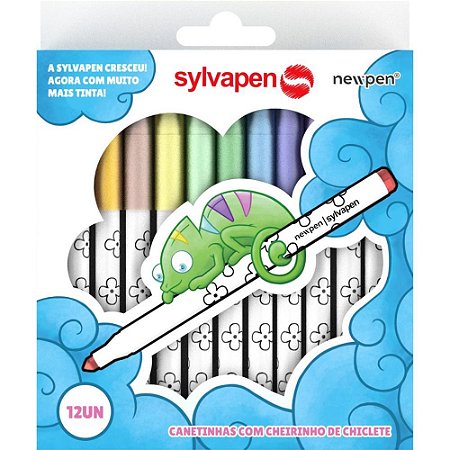 Caneta Hidrografica Sylvapen 12 Cores Perfumadas Estojo
