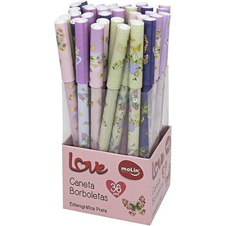 Caneta Esferografica Love Borboletas (s)tinta Preta DP.C/36