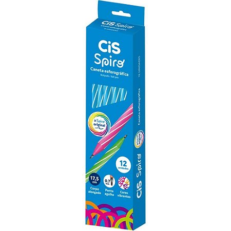 Caneta Esferografica CIS Spiro 0,7MM Azul Claro CX.C/12