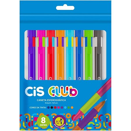 Caneta Esferografica CIS CLUB 0.7 8 Cores Sortidas Estojo