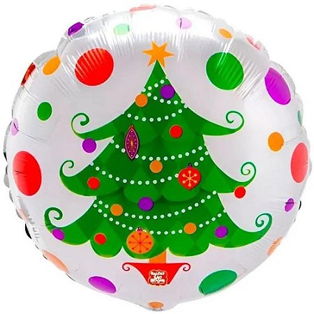Balao Metalizado Arvore de Natal 3D Redondo
