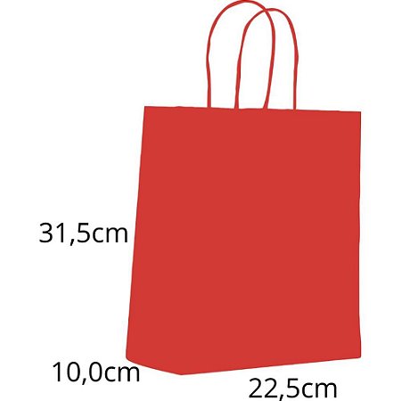 Sacola para Presente Lisa Vermelho Vivo M 22,5X31,5X10CM PCT.C/10
