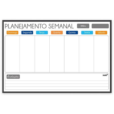 Quadro Planner Semanal LIGHT FIT 090X060CM PCT.C/02