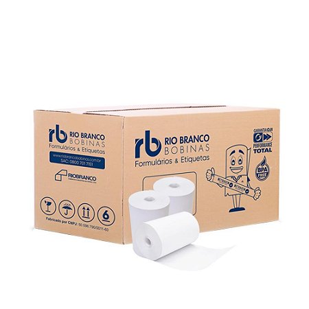 Bobina Térmica 80 MM X 40 M Branca 44 G sem Tubete - Rio Branco Bobinas