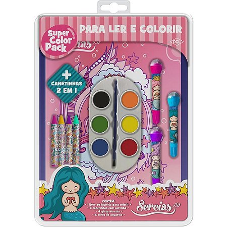 Livro Infantil Colorir Sereias Super Color PACK