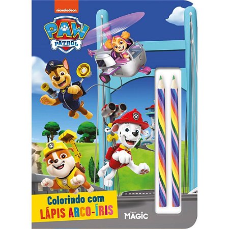 Livro Infantil Colorir Lapis ARCO IRIS Patrulha Canin