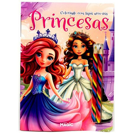 Livro Infantil Colorir Lapis ARCO IRIS Princesas