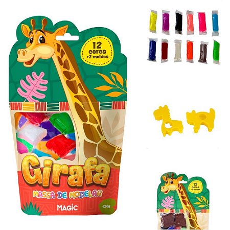 Massa para Modelar Criativa Girafa 120G com 12CORES/2MOLDE