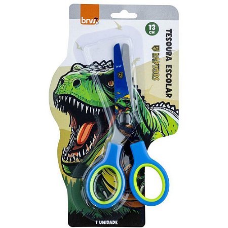 Tesoura Escolar Decorada Raptor Lamina Decorada 13CM Blister