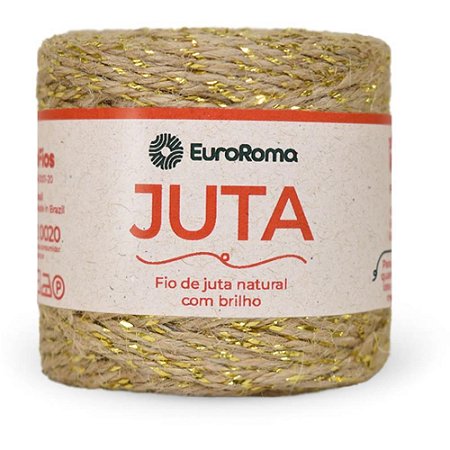 Fio de Juta 77M. Natural C/BRILHO Dourado Euroroma