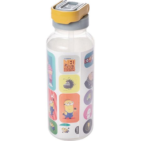 Garrafa Plastica Minions Tampa Autom. 600ML (S)