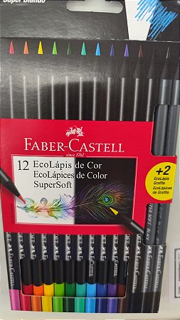 Lápis de COR Faber Castell Ecolápis Supersoft 12 Cores + 2 Ecolápis Grafite