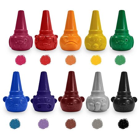 Giz de Cera Curto Encaixa NO Dedo Color JOY BL.C/10